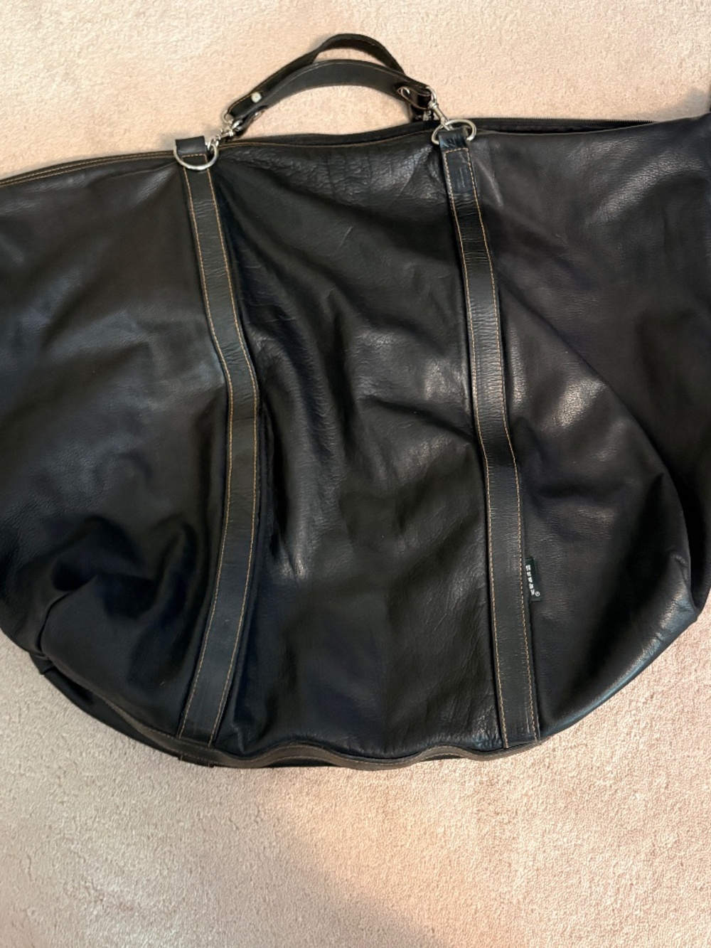 Vintage Rugby large black leather tote